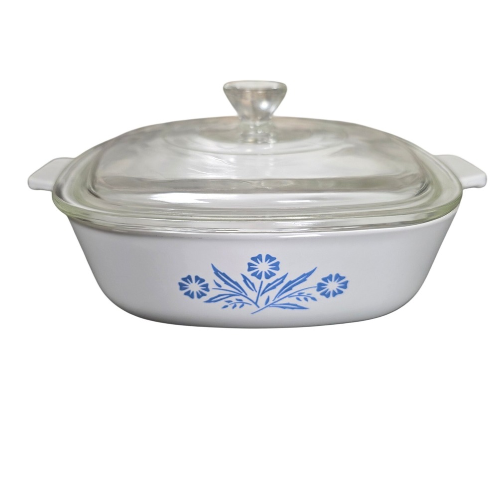 Corning Ware Blue Cornflower Casserole Dish P-1-B 1 Qt W Lid Retro Americana